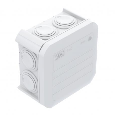 Caixa de derivação T 40, bucim cónico 77x77x46 | 7 | IP56 | branco puro; RAL 9010