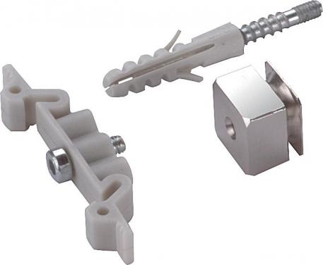 Conjunto de fixação para dispositivos de proteção e calha DIN 