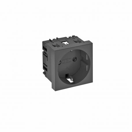 Tomada 0°, contacto de segurança, simples 1 | 1 módulo 0° | cinzento escuro; RAL 7021