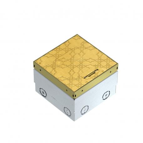 Tomada de piso UDHOME2, com saída para cabo, sem recorte para revestimento do piso, não equipada, latão, placa decorativa: oriental 